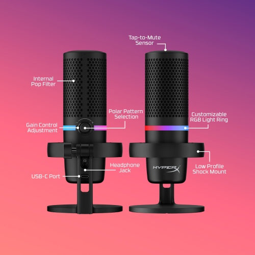 HyperX DuoCast Microphone USB-C, 3.5mm jack, RGB Lighting, Black