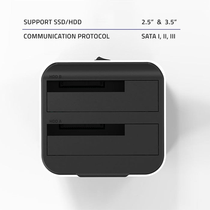 Qoltec HDD SSD 2.5" 3.5" docking station | SATA III | USB 3.0 | Super speed 5Gb/s | with Clonning function