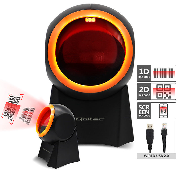 Qoltec Wired desktop barcode scanner 1D | 2D