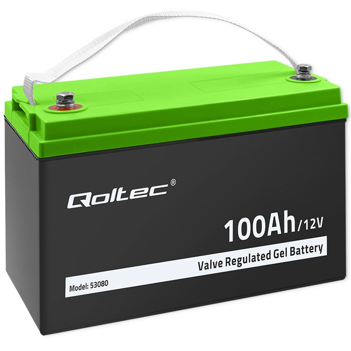 Qoltec Gel Battery | 12V | 100Ah | 29.3kg | Maintenance-free | Professional | LongLife | PV, UPS, camper, boat