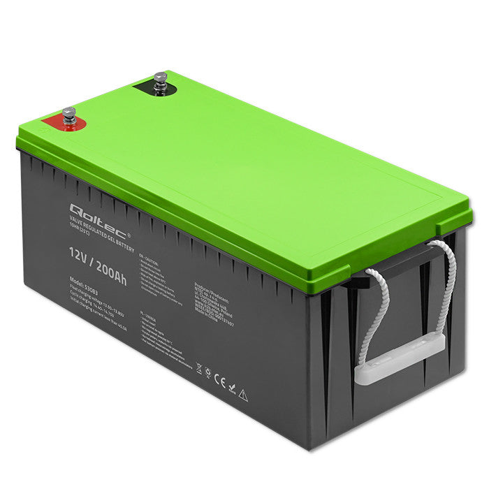 Qoltec Gel Battery | 12V | 200Ah | 59.5kg | Maintenance-free | Professional | LongLife | PV, UPS, camper, boat
