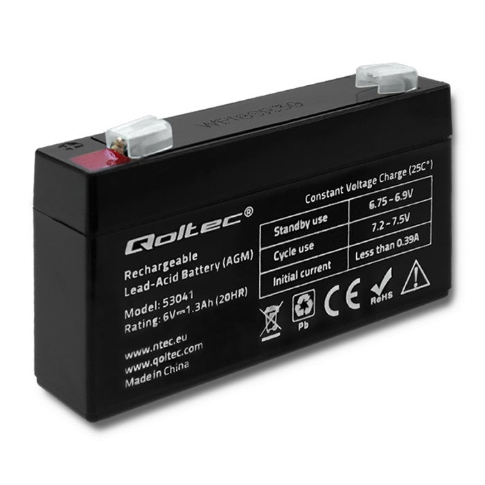 Qoltec AGM battery | 6V | 1.3Ah | Maintenance-free | Efficient| LongLife | for UPS, scale, cash register
