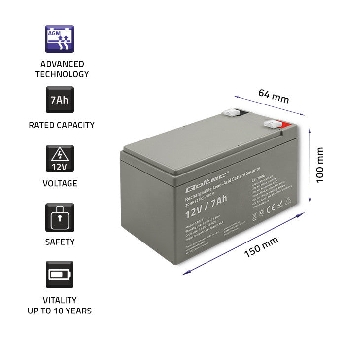 Qoltec Agm Battery 