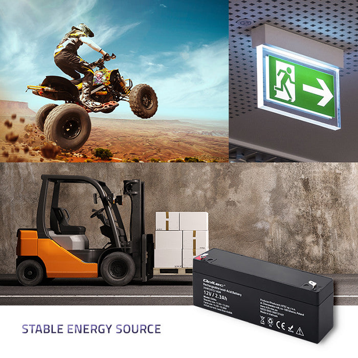 Qoltec AGM battery | 12V | 2.3Ah | Maintenance-free | Efficient| LongLife | for UPS, scale, cash register