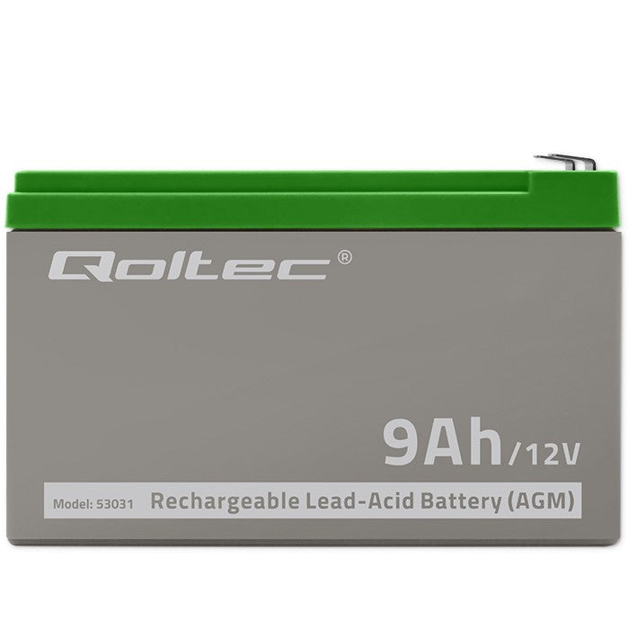 Qoltec AGM battery | 12V | 9Ah | Maintenance-free | Efficient| LongLife | for UPS, security