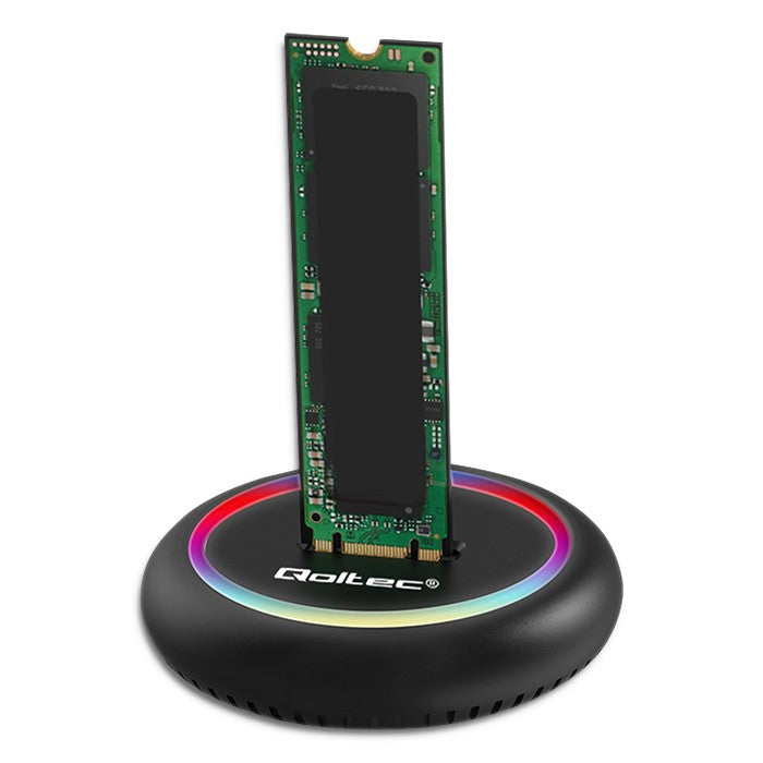 Qoltec M.2 SSD drive docking station | SATA | NVMe | USB-C | 2TB