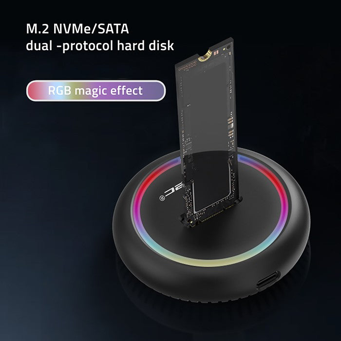 Qoltec M.2 SSD drive docking station | SATA | NVMe | USB-C | 2TB