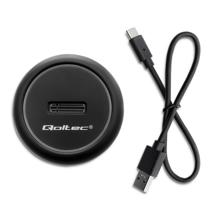 Qoltec M.2 SSD drive docking station | SATA | NVMe | USB-C | 2TB