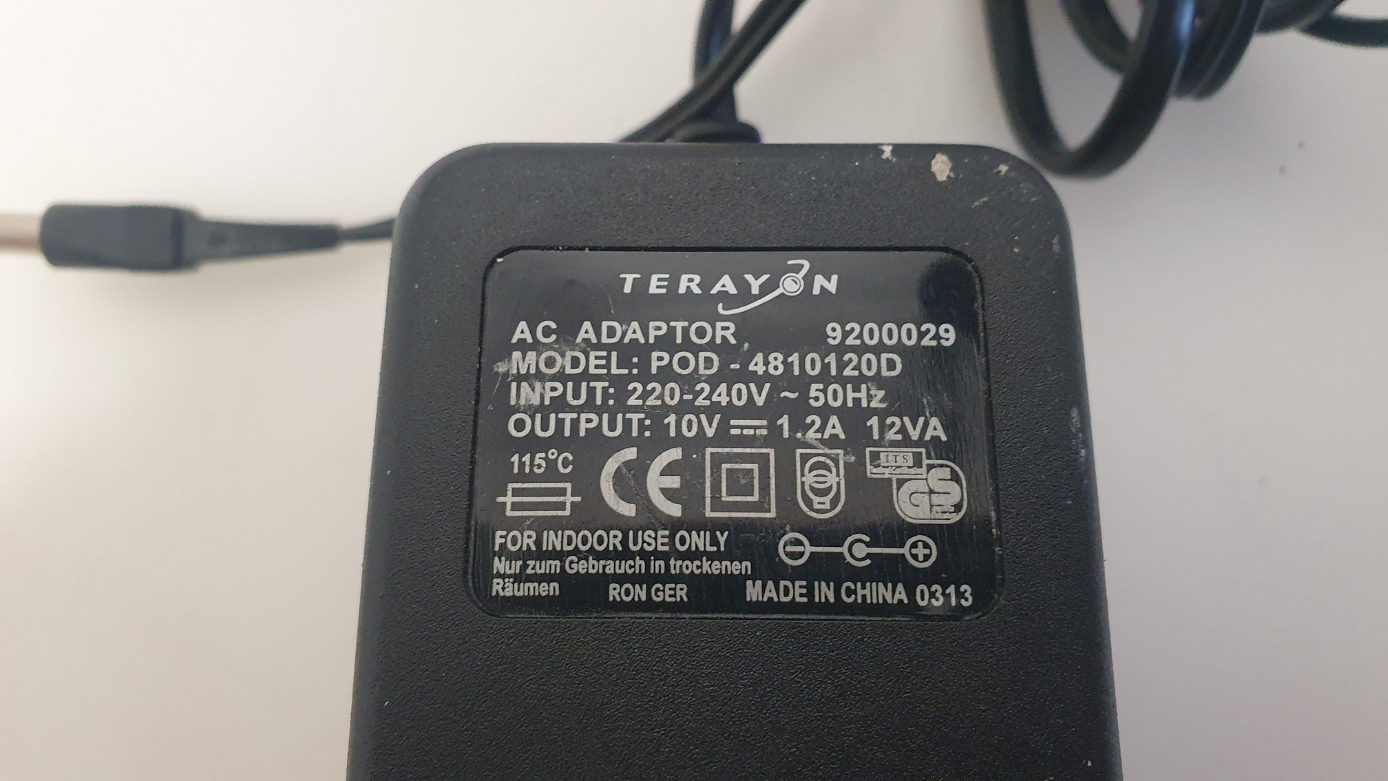 Terayon POD-4810120D AC Power Adapter