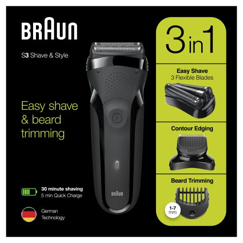 Braun Series 3 Shave&Style 300BT Shaver, Black