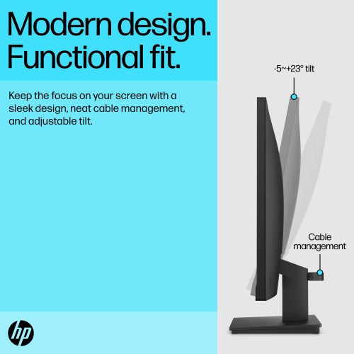 HP V24v G5 Monitor 23.8'' VA FHD 1920x1080, 5 ms, 250 cd/m2, 75 Hz, Juoda