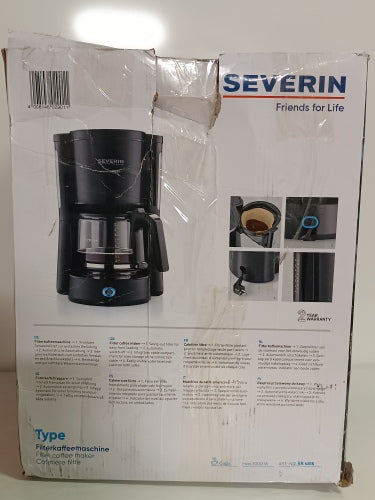 Ecost Customer Return, SEVERIN KA 4815 Type Coffee Machine for Ground Filter Coffee 10 Cups with Gla