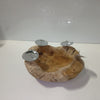 Ecost customer return Ambientehome Advent Wreath Advent Bowl Teak Round Approx. 20  25 cm Root Bowl
