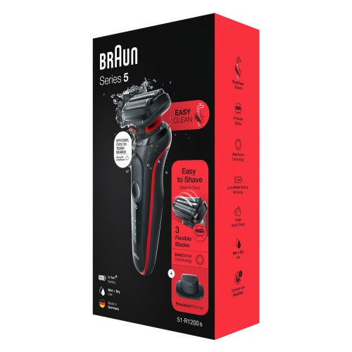 Braun Series 5 51-R1200s Shaver, Black/Red