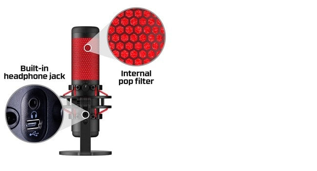 HyperX QuadCast Microphone USB Mini-B, 3.5mm jack, Red Lighting, Black