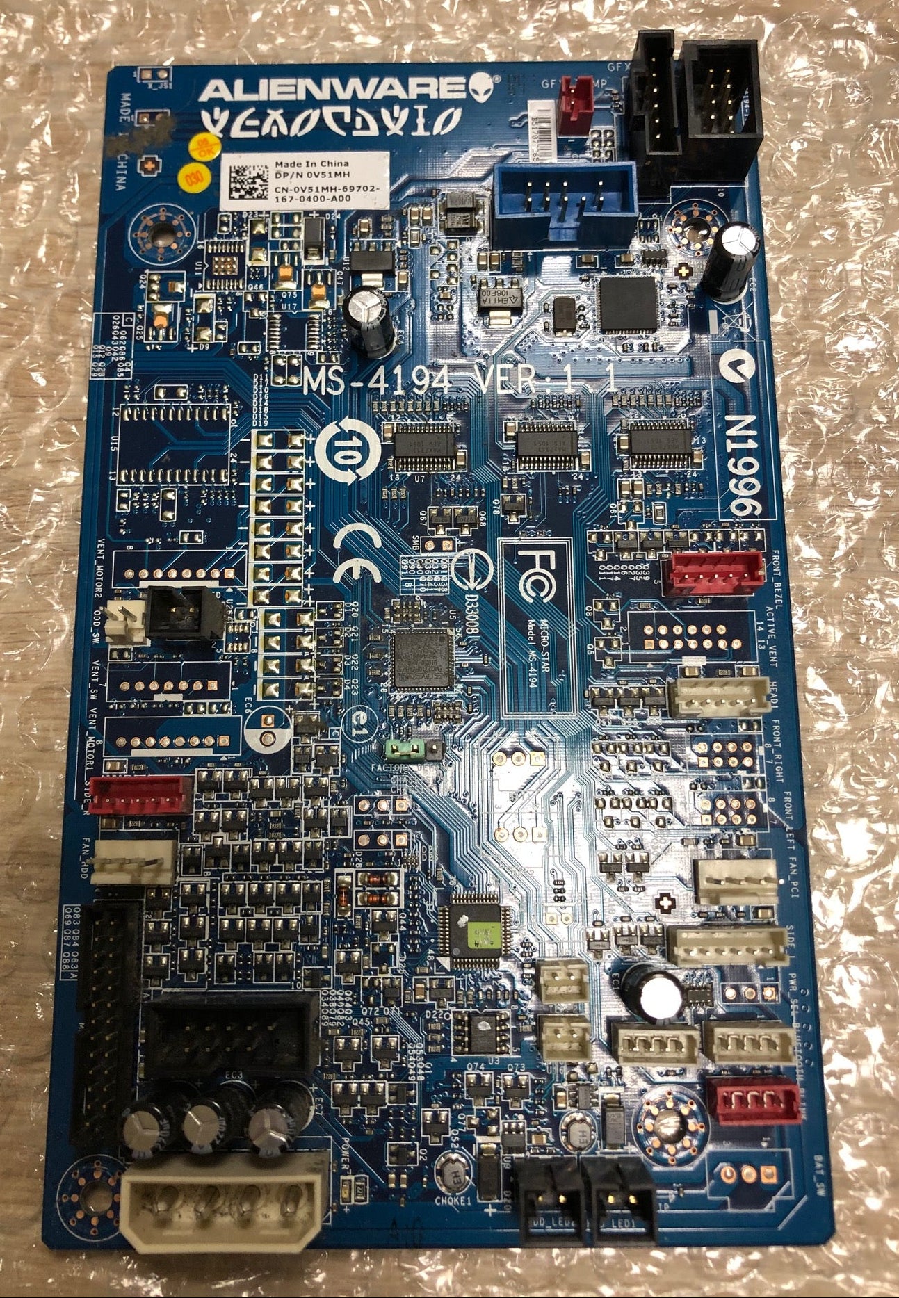 Dell 0V51MH I/O control board from Alienware Aurora R4 desktop PCs