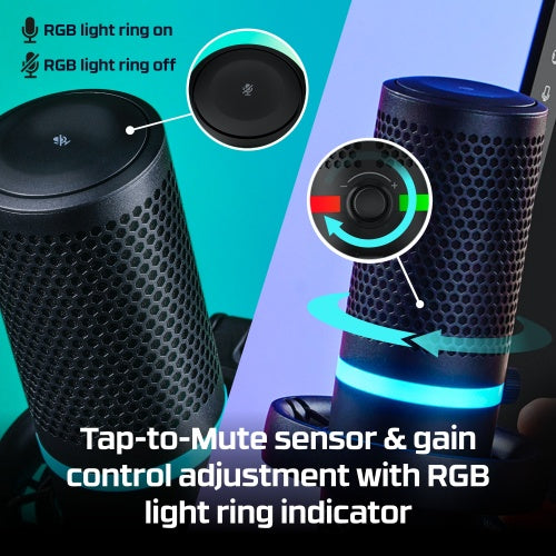 HyperX DuoCast Microphone USB-C, 3.5mm jack, RGB Lighting, Black