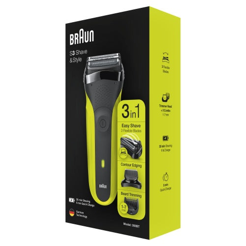 Braun Series 3 Shave&Style 300BT Shaver, Black/Green