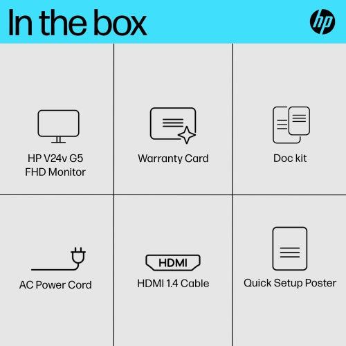 HP V24v G5 Monitor 23.8'' VA FHD 1920x1080, 5 ms, 250 cd/m2, 75 Hz, Juoda