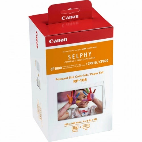 Canon 8568B001 RP-108 Colour Ink Cartridge + 100x148mm Paper Set 108 Sheets