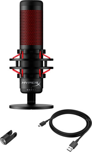HyperX QuadCast Microphone USB Mini-B, 3.5mm jack, Red Lighting, Black