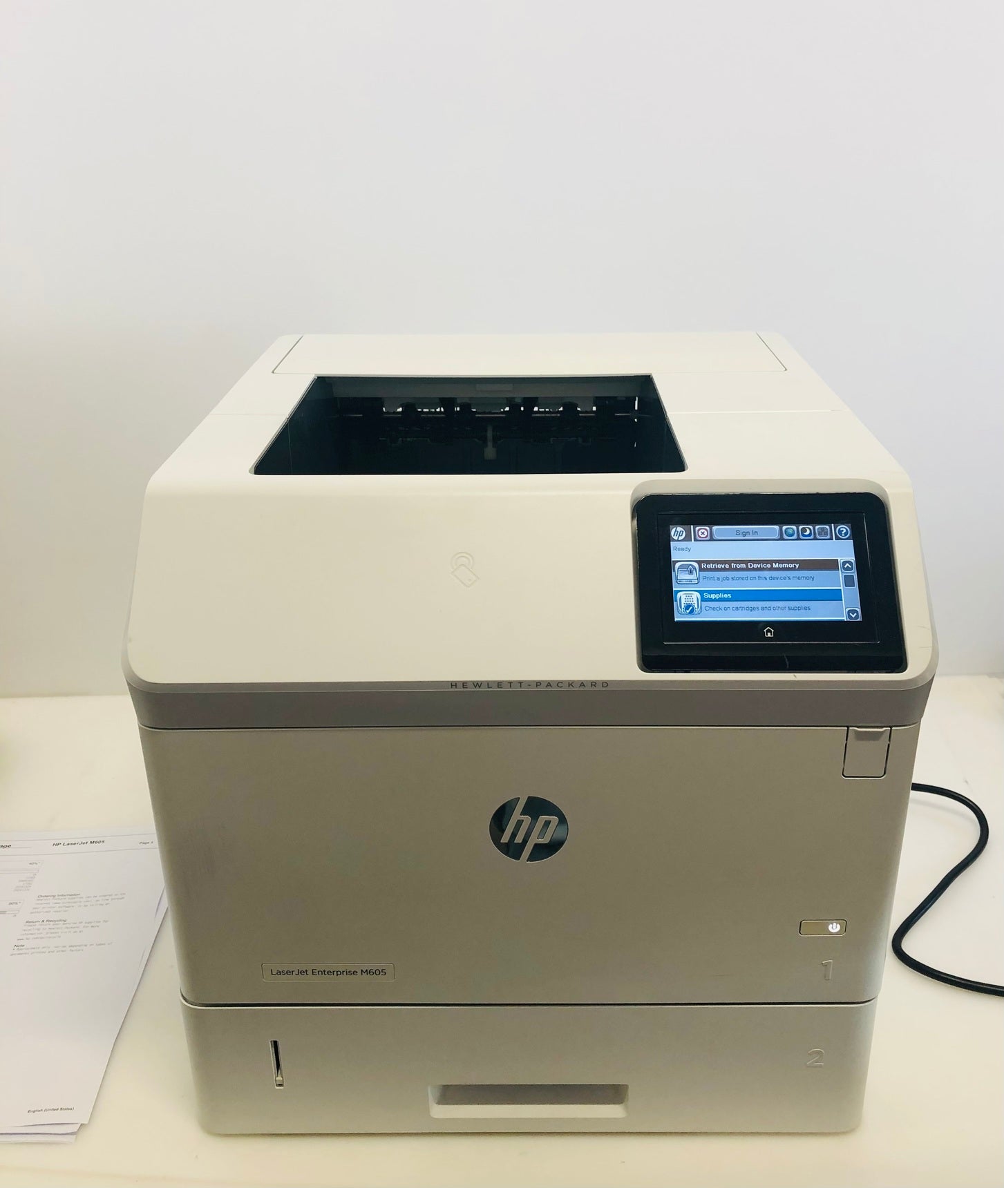 HP LaserJet Enterprise M605 Monochrome Laser Printer, 34K copies