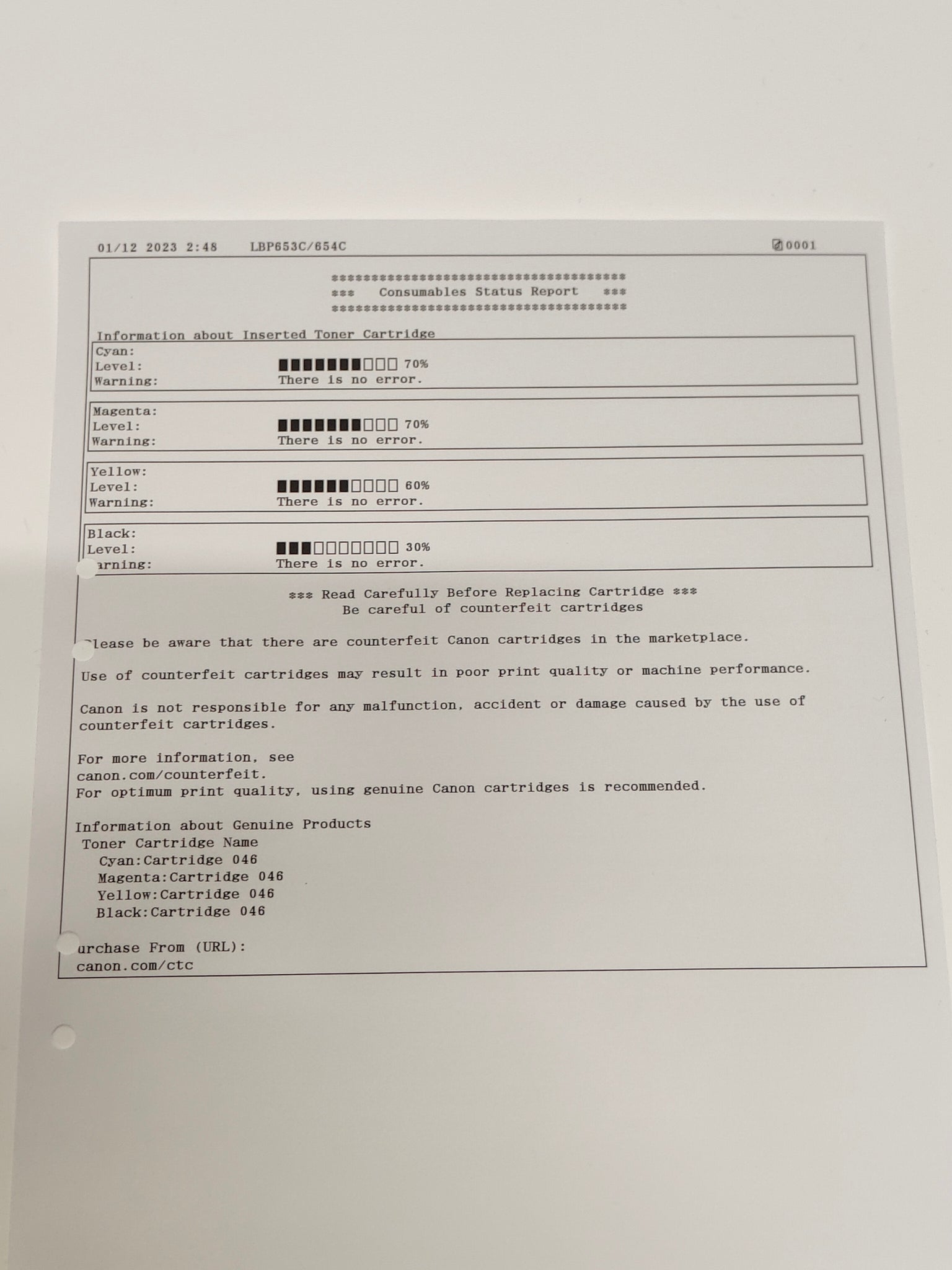 Canon i-SENSYS LBP653Cdw Color Laser Printer, 2K copies