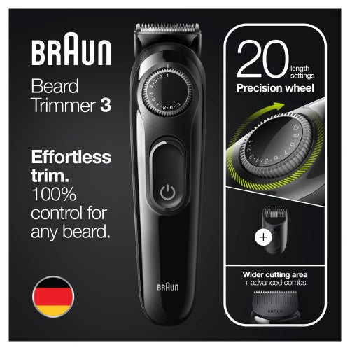 Braun BeardTrimmer3 BT3300 Beard Trimmer, Black