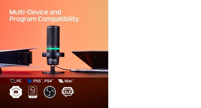 HyperX DuoCast Microphone USB-C, 3.5mm jack, RGB Lighting, Black