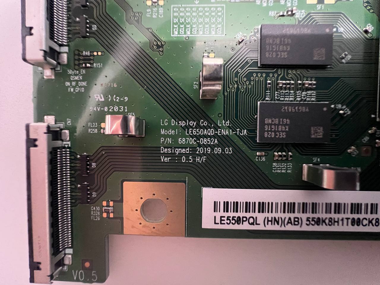 T-Con Board 6870C-0852A (LE650AQD-ENA1-TJA) for LG OLED55BX3LB TV