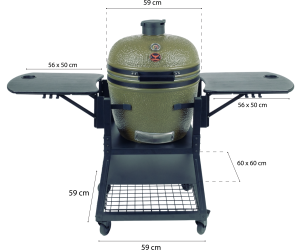 FireBird Kamado Grill 59 cm (23,5 inch) with mobile cooking basket