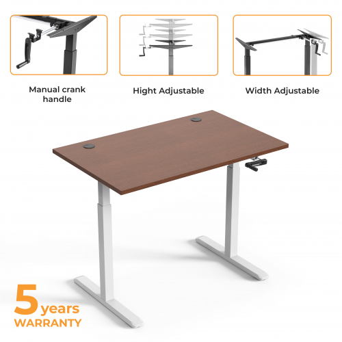Adjustable Height Table Up Up Ragnar White, Table top M Dark Walnut