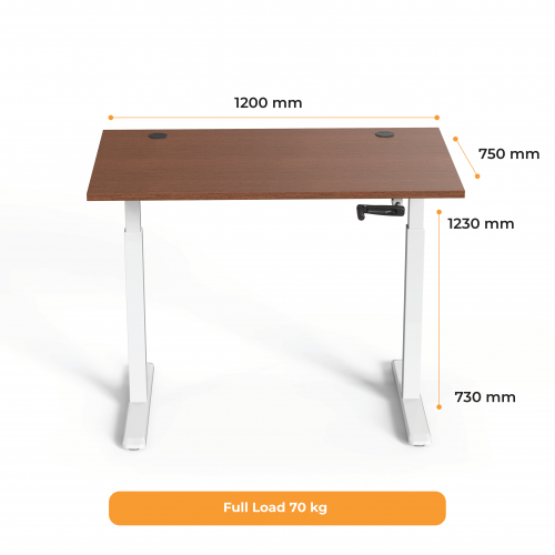 Adjustable Height Table Up Up Ragnar White, Table top M Dark Walnut