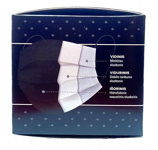 3-PLY face mask 50 psc., black