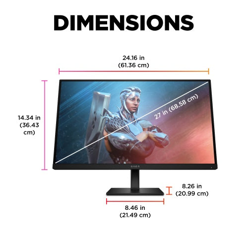 HP OMEN 27 Monitor 27'' (68.6cm) IPS, FHD 1920x1080, 1ms, 400 cd/m2, 165Hz, Black