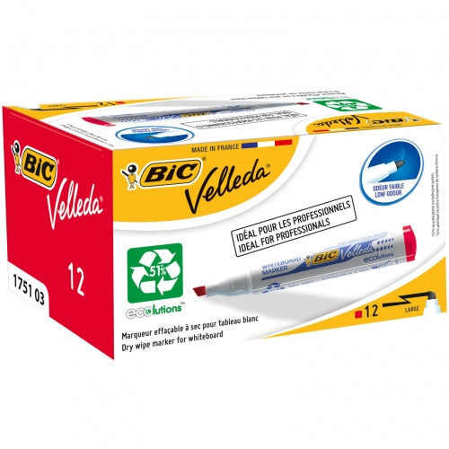 BIC whiteboard marker VELL 1751 4-6 mm, red, Box 12 pcs. 751035