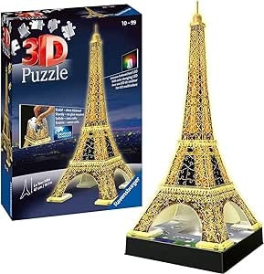 Ecost Customer Return Ravensburger 3D Puzzle 12579 - Eiffel Tower at Night - 3D Puzzle for Children