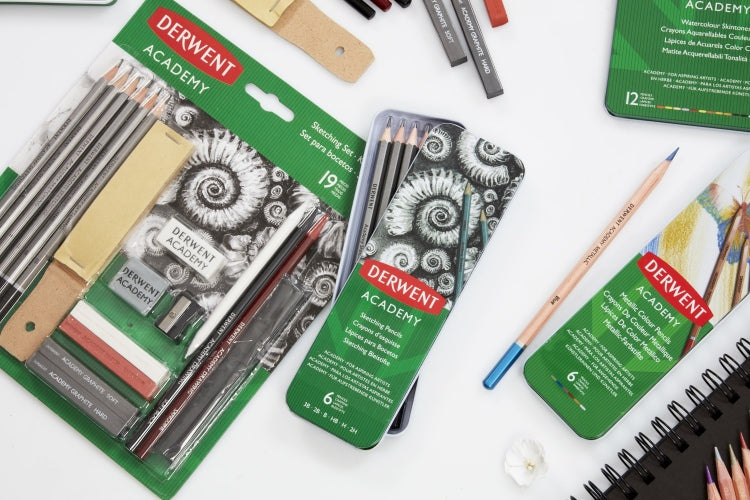 Derwent Academy Sketching Pencils, 6 pencils, Tin box