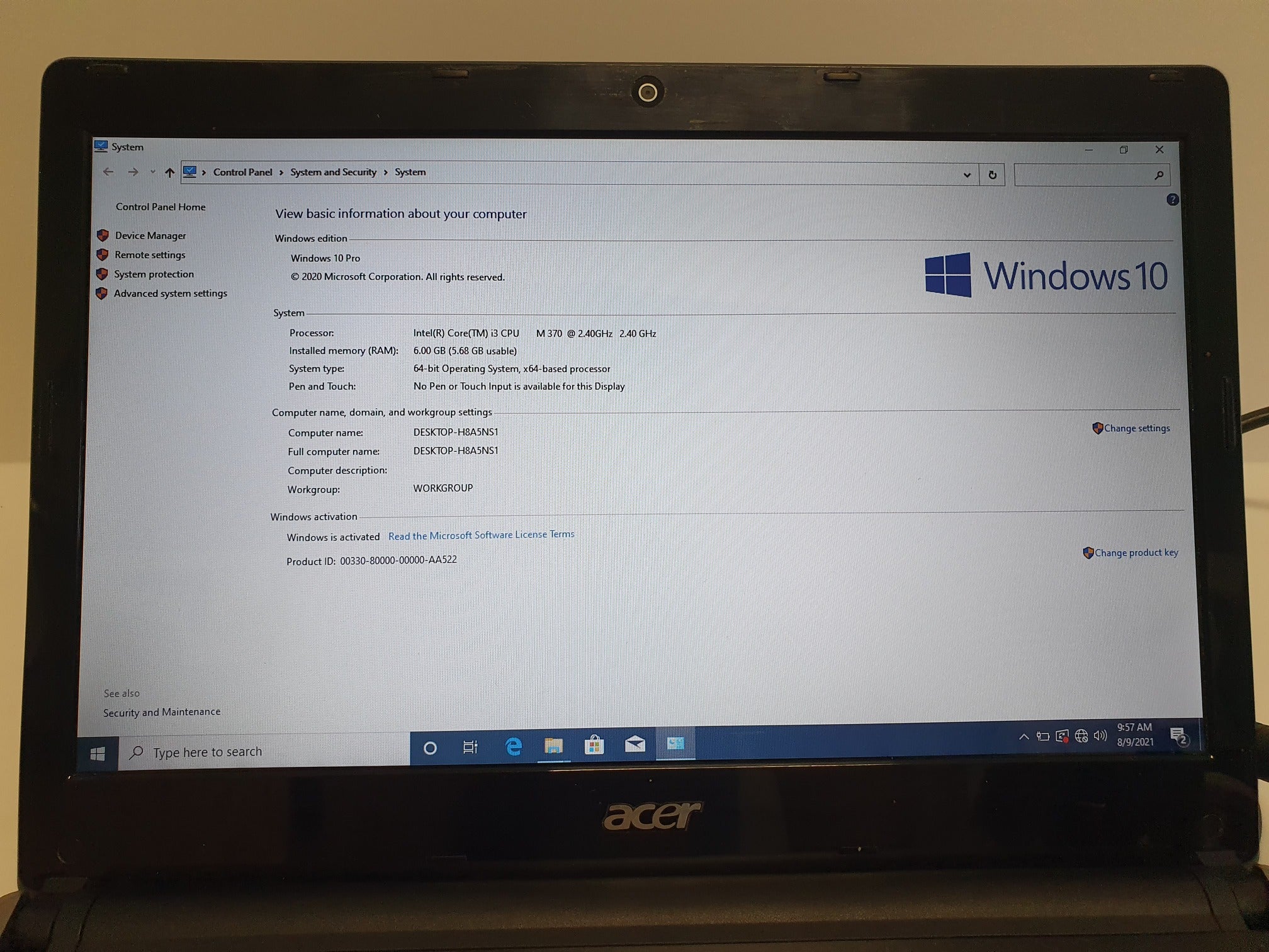 Acer Aspire 3820T /13.3 inch/ i3-370M /6 GB / 120GB SSD
