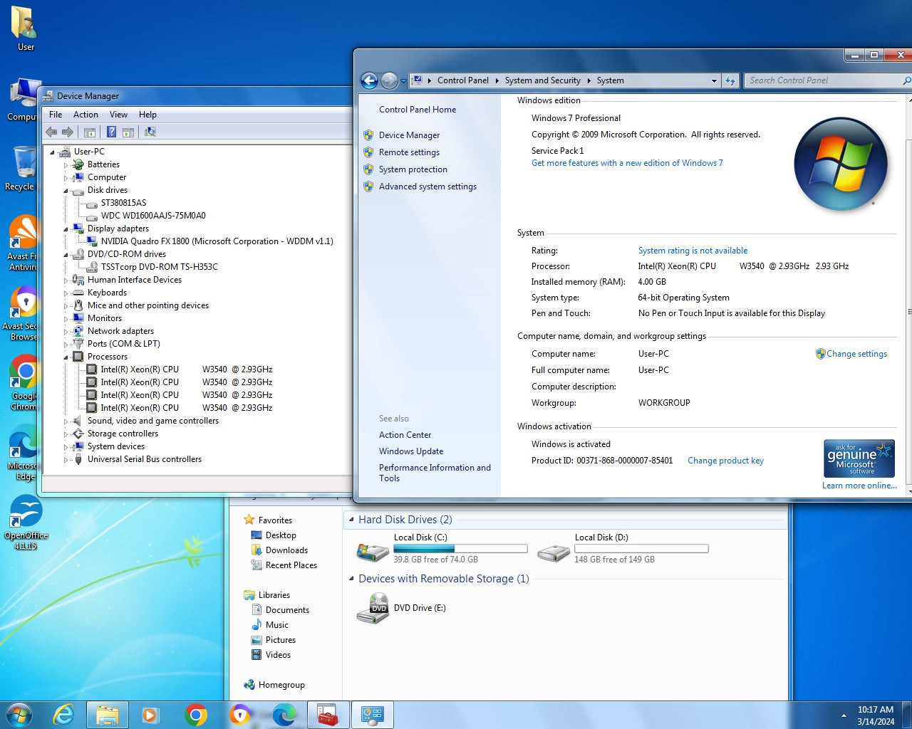 Dell precision T3500 /Intel Xeon w3540/ 4GB/ Win 7