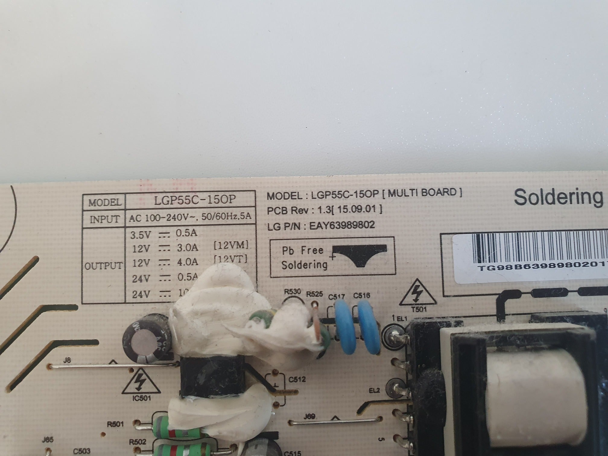 EAY63989802 Power Supply LGP55C-150P LG 55EG910V