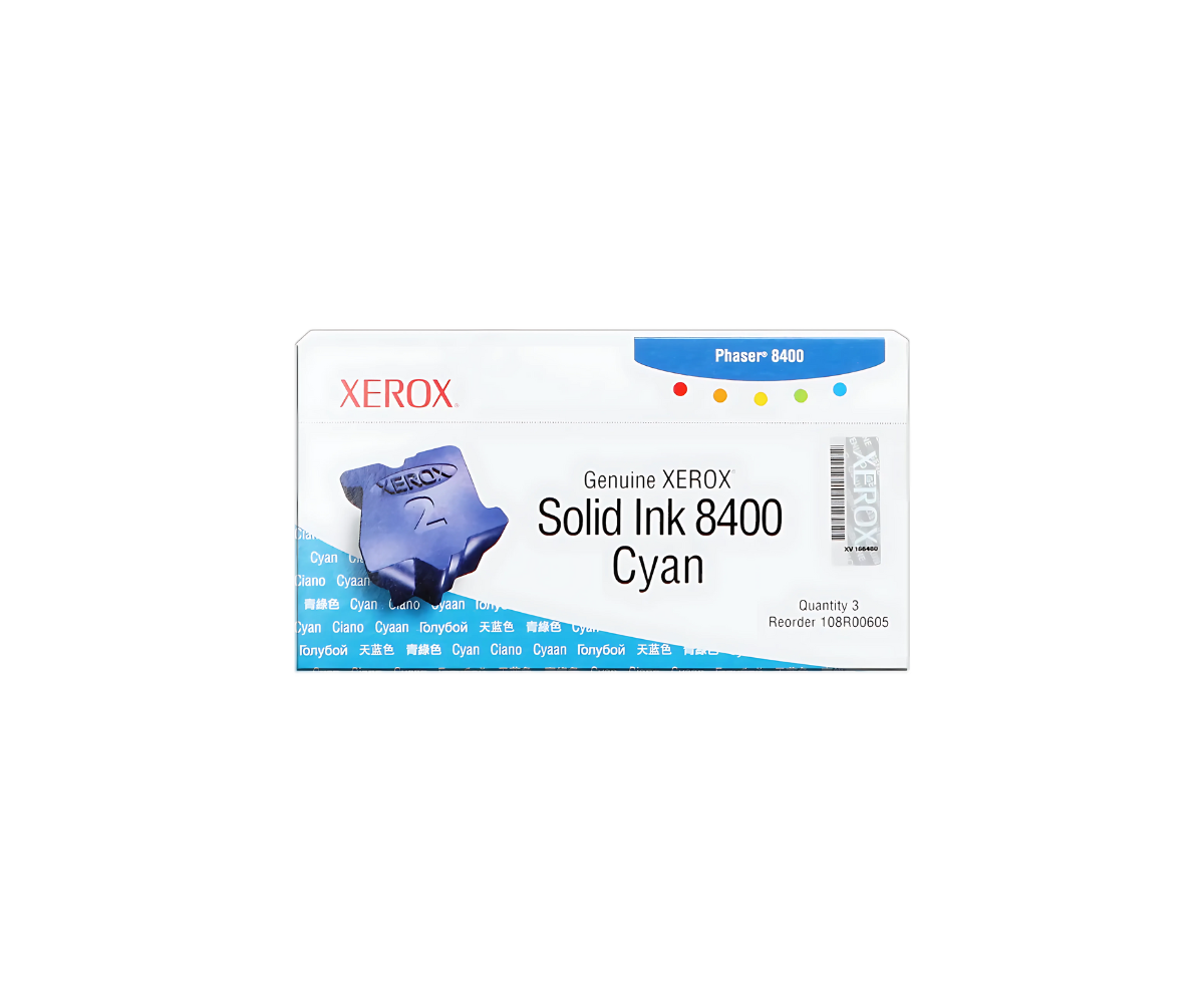 Original Xerox 108R00605 Cyan Solid Ink Cartridge (2 sticks) - open box