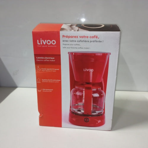 Ecost customer return LIVOO DOD166R Electric Coffee Machine for 15 Cups, Red