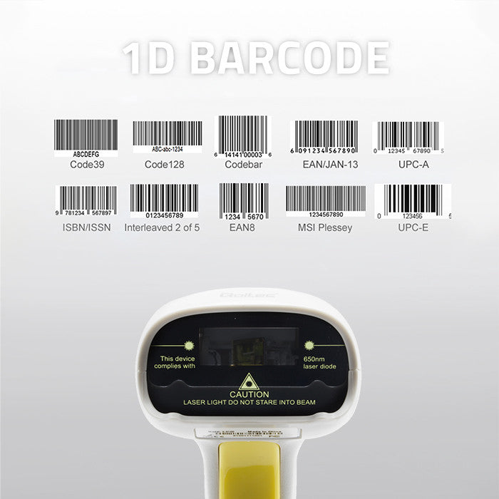 Qoltec Laser scanner 1D | USB | White