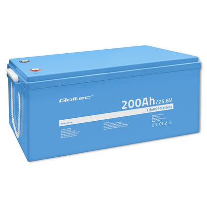 Qoltec LiFePO4 lithium iron phosphate battery | 25.6V | 200Ah | W BMS