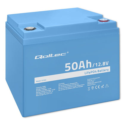 Qoltec LiFePO4 lithium iron phosphate battery | 12.8V | 50Ah | 640Wh | BMS