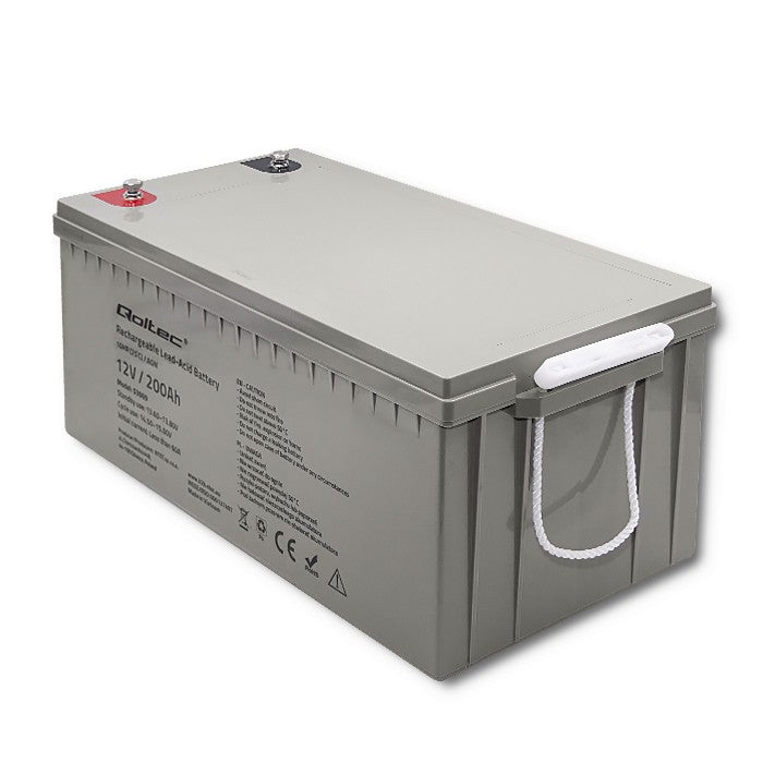 Qoltec AGM battery | 12V | 200Ah | 54.1kg | Maintenance-free | Strong | LongLife | for UPS, RV, boat, heater