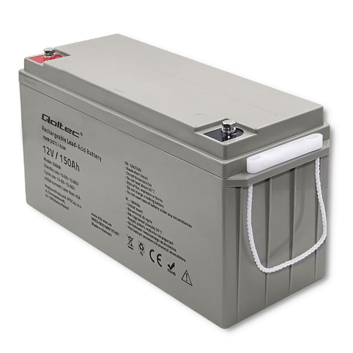 Qoltec AGM battery | 12V | 150Ah | 40.1kg | Maintenance-free | Strong | LongLife | for UPS, RV, boat, heater