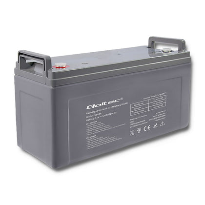 Qoltec AGM battery | 12V | 120Ah | 35.2kg | Maintenance-free | Strong | LongLife | for UPS, RV, boat, heater