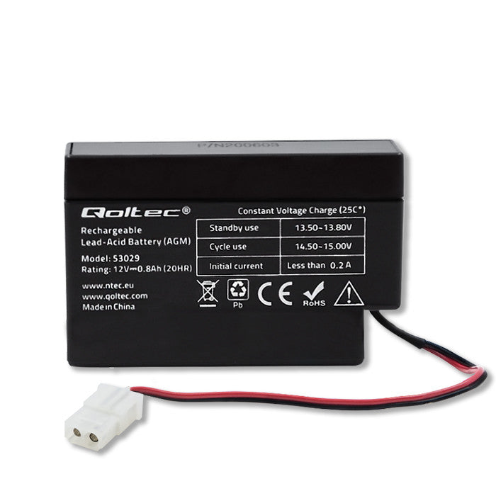 Qoltec AGM battery | 12V | 0.8Ah | Maintenance-free | Efficient| LongLife | for toys, vehicles